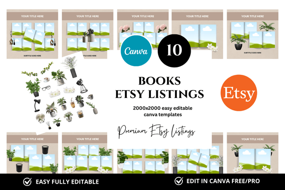 10 Books Premium Etsy Listings Mockup: A Professional Tool for Digital Product Sellers