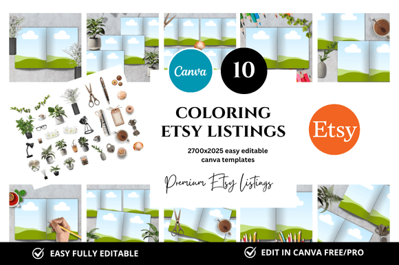 10 Coloring Premium Etsy Listings Mockup for Your Shop