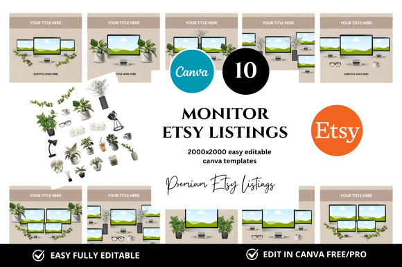 10 Monitor Premium Etsy Listings Mockup: A Must-Have for Digital Sellers