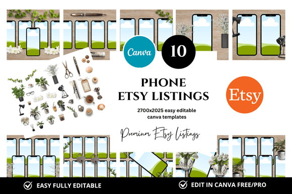 10 Phone Premium Etsy Listings Mockup: Elevate Your Digital Shop with Professional Templates