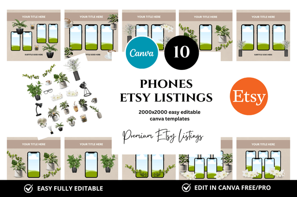 10 Phones Premium Etsy Listings Mockup