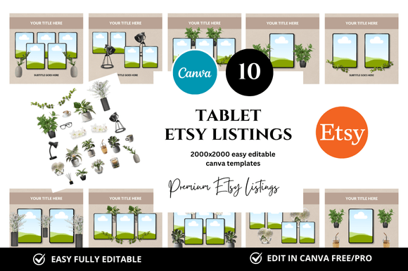 10 Tablet Premium Etsy Listings Mockup: A Must-Have for Digital Sellers