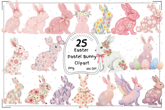 25 Pastel Easter Bunny Clipart: A Whimsical Addition for Spring Creativity
