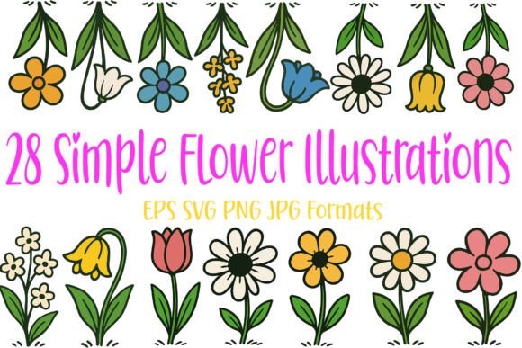 28 Simple Flowers Floral Sketch Clipart: A Versatile Resource for Creators and Businesses