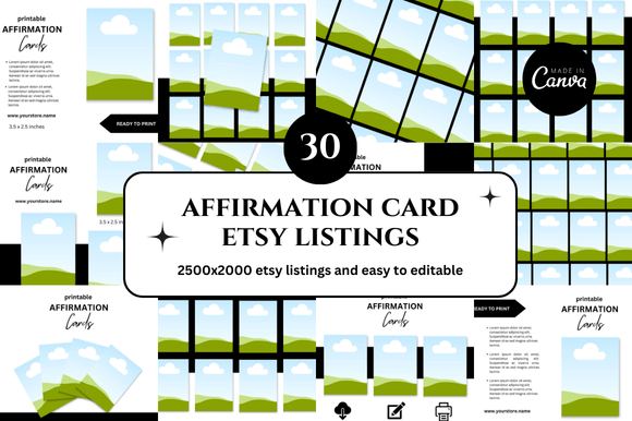 30 Affirmation Card Etsy Listing Mockup