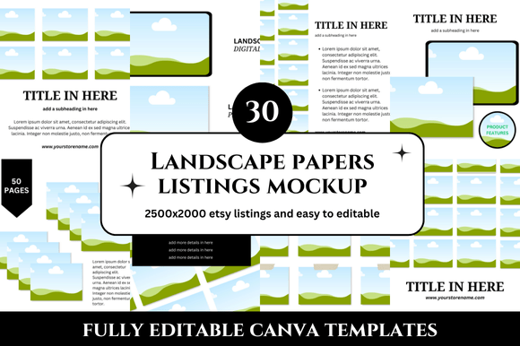 30 Landscape Papers Etsy Listings Mockup for Designers