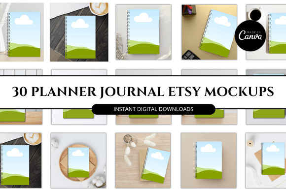30 Planner Journal Etsy Canva Mockup
