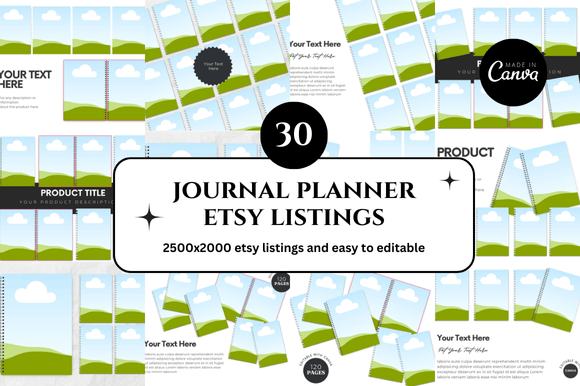30 Planner Journal Etsy Listings Mockup for Creative Sellers