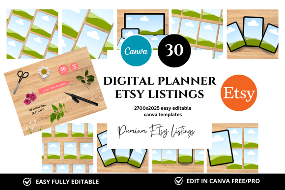 30 Planner Premium Etsy Listings Mockup for Your Shop