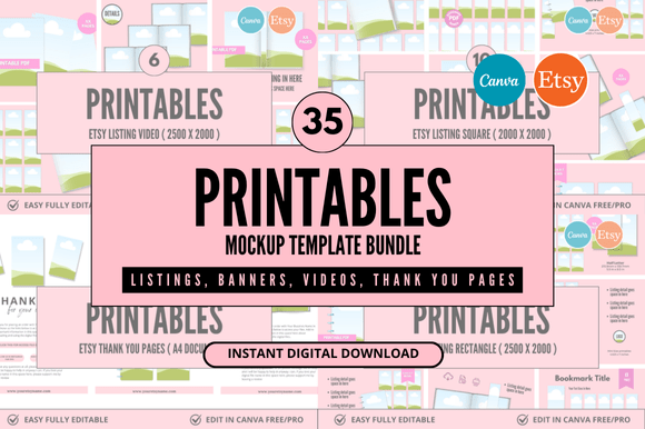 35 Printables Etsy Canva Mockup Bundle: A Game-Changer for Digital Sellers