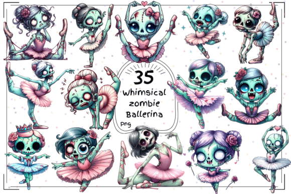 35 Whimsical Watercolor Zombie Ballerina