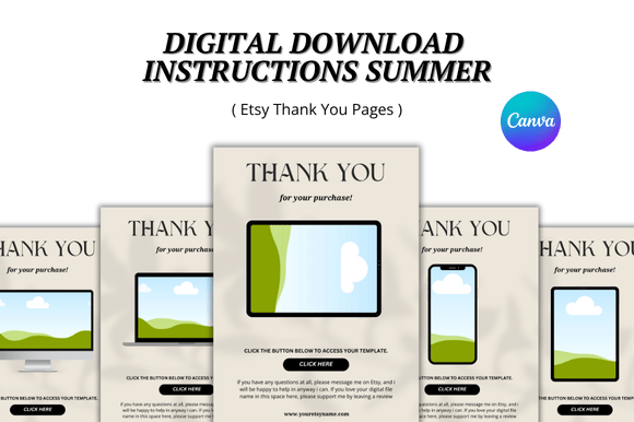 5 Etsy Thank You Pages Canva Template