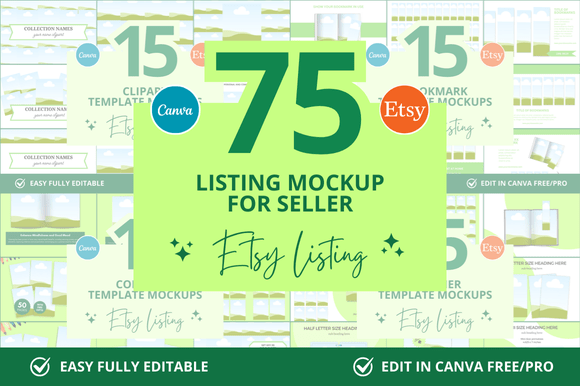 75 Pages Etsy Canva Mockup Bundle: Save Time and Elevate Your Digital Storefront