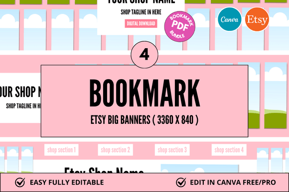 Bookmark Etsy Banner Canva Mockup: A Creative Solution for Digital Product Sellers
