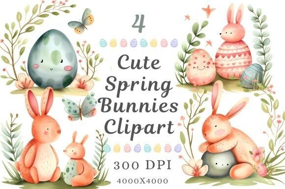 Cute Spring Bunnies Clipart