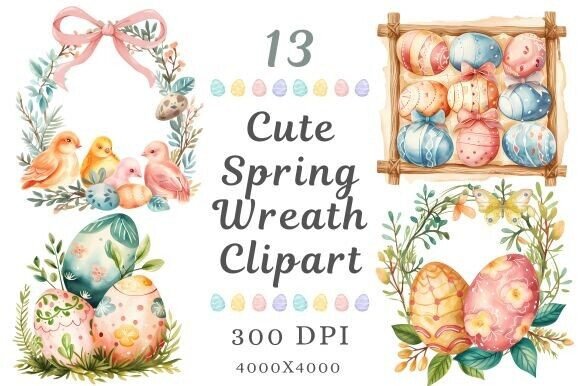 Cute Spring Wreath Clipart
