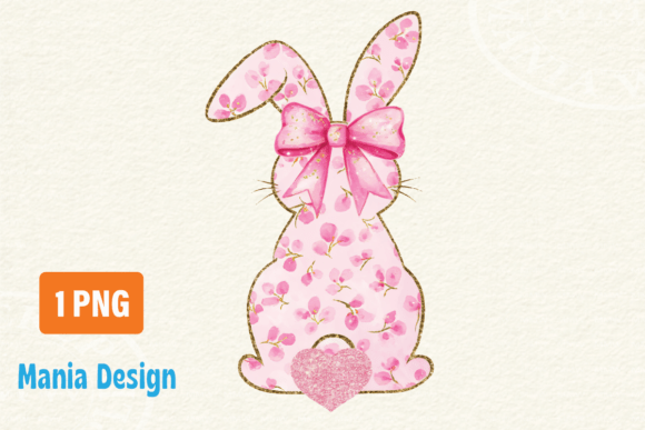 Floral Easter Bunny Coquette Bow Easter