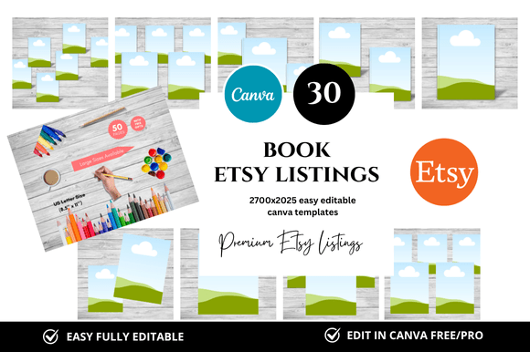 Maximize Your Etsy Shop Potential with the 30 Book Premium Etsy Listings Mockup Bundle