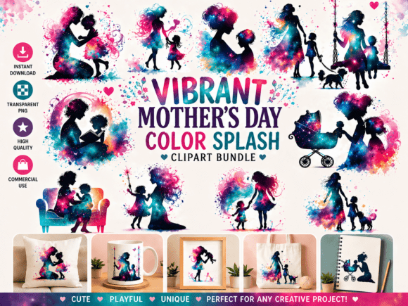 Mother’s Day Color Splash Silhouette: A Vibrant Tribute to Motherhood