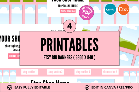 Printables Etsy Banner Canva Mockup