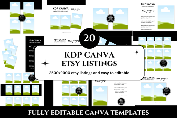 Streamline Your Etsy Shop Setup with the 20 KDP Canva Etsy Listings Mockup Bundle