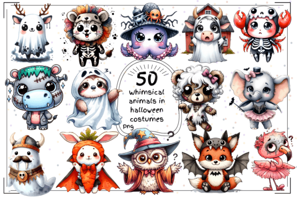 Whimsical Animals in Halloween Costumes
