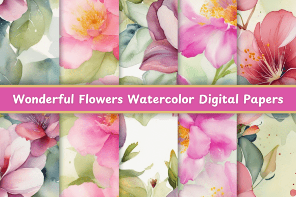 Wonderful Flowers Watercolor Patterns